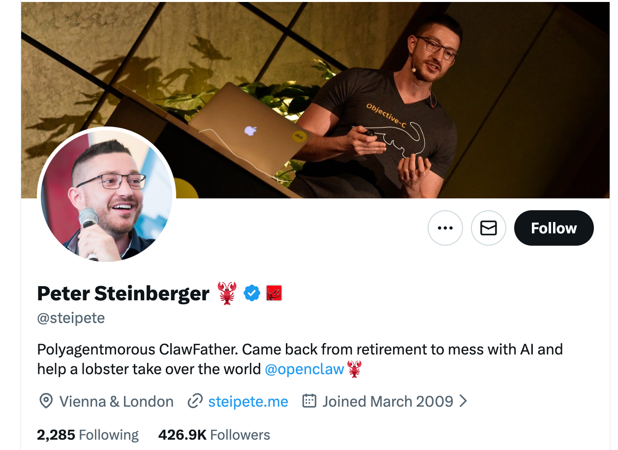 Peter Steinberger — OpenClaw screenshot