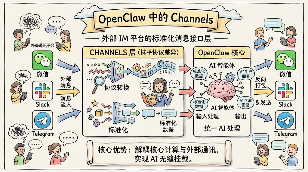 Channels（消息渠道适配器） — OpenClaw screenshot