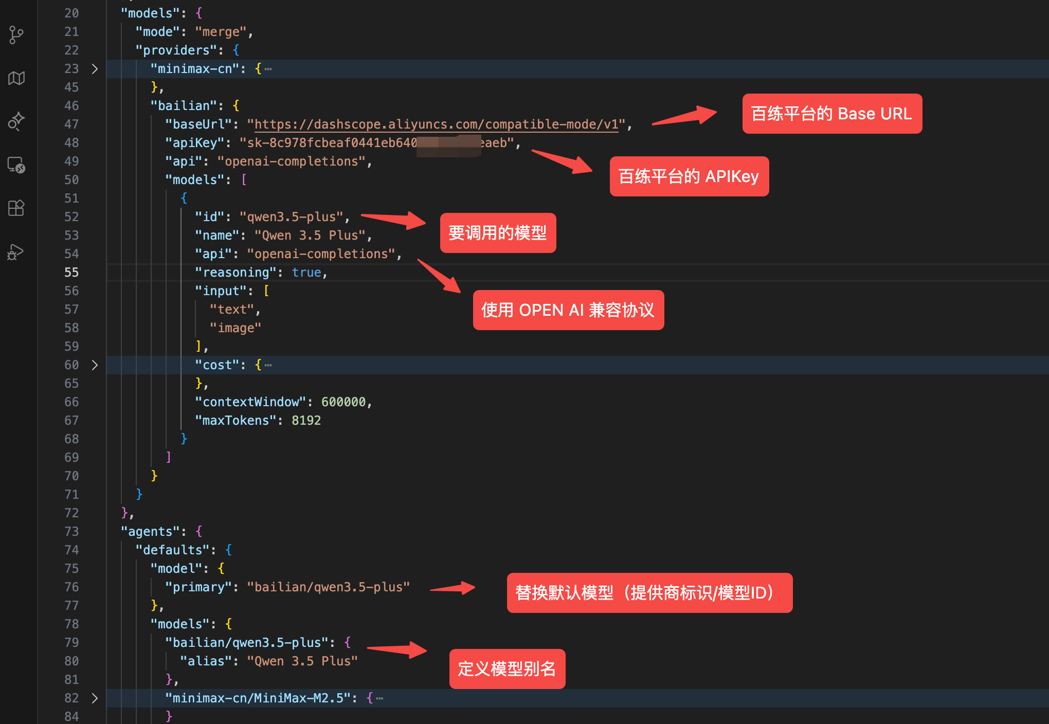 自定义模型配置 — OpenClaw screenshot