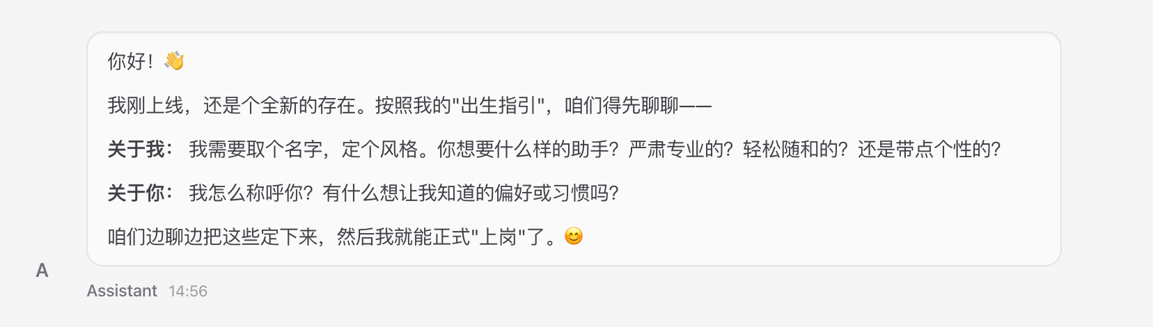 OpenClaw 的身份设定 — OpenClaw screenshot