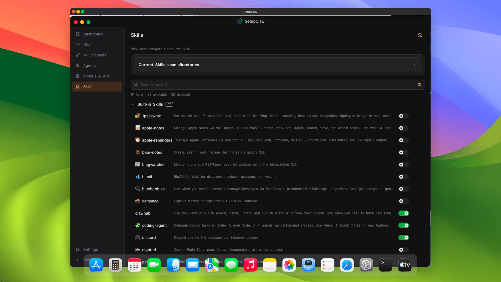 SetupClaw Skills screenshot