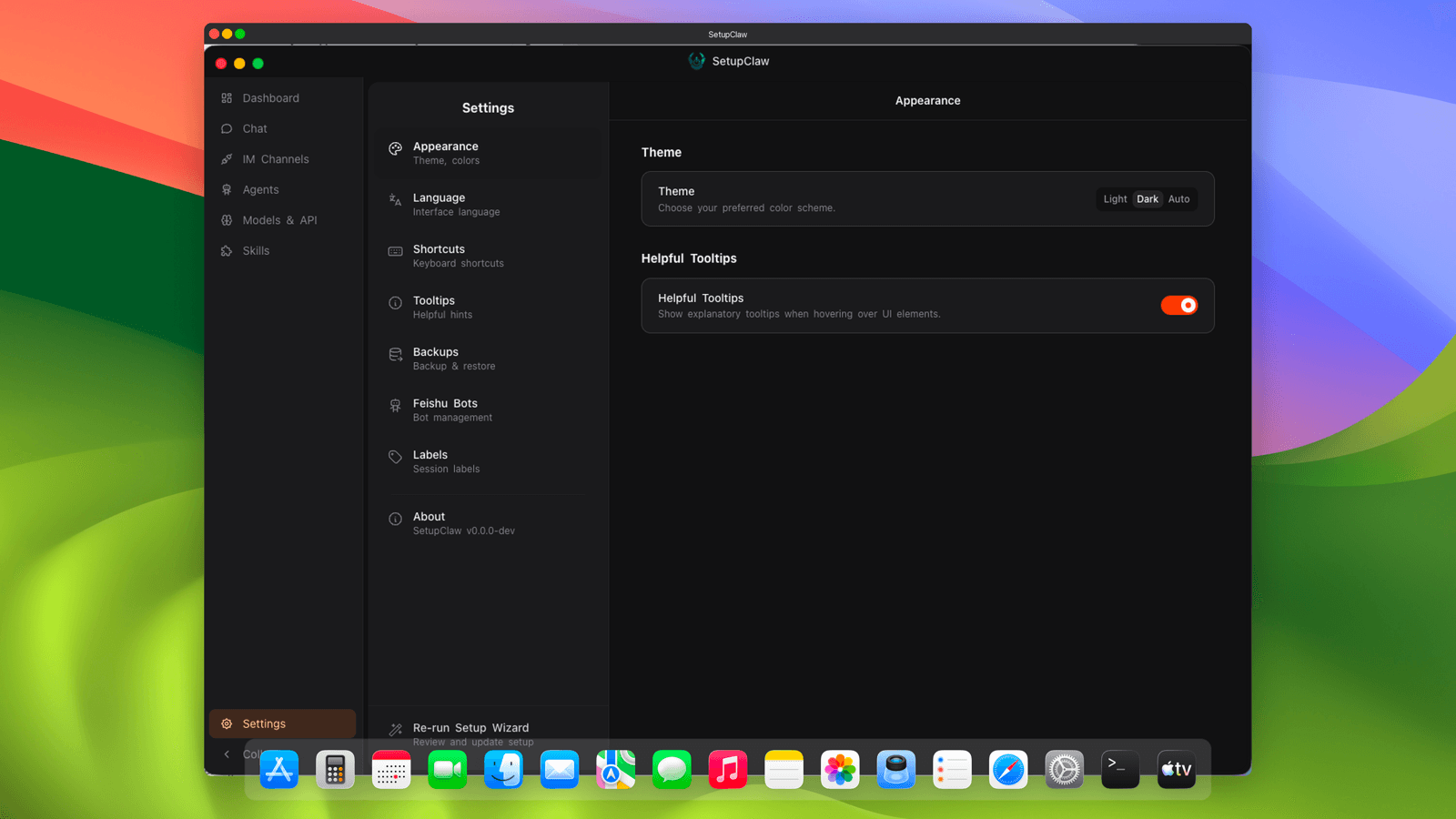 SetupClaw Settings screenshot